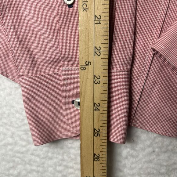 UNTUCKit Mens Shirt Small Houndstooth Red Salmon Long Sleeve Preppy Classic - Picture 7 of 8